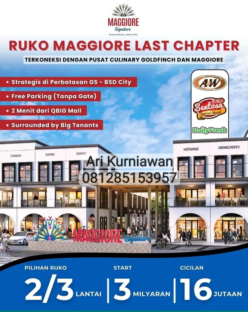 RUKO VIEW DANAU! maggiore signature east MURAH banget 3m hadap jalan!