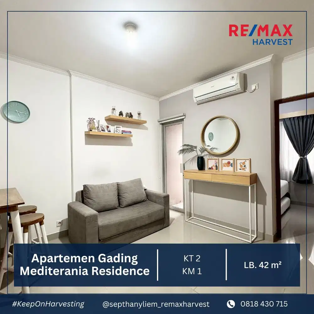 Dijual Sangat Murah & Bagus. Apartemen Gading Mediterania