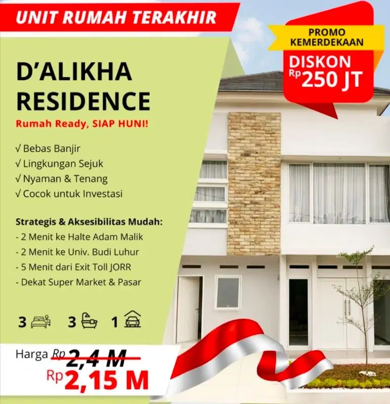 Dijual rumah baru siap huni D'Alikha residence