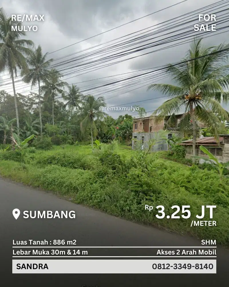 Dijual Tanah Tepi Jalan, Area Sumbang