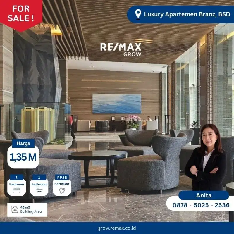 Jual Apartemen Luxury the BRANZ fully furnished dekat AEON BSD