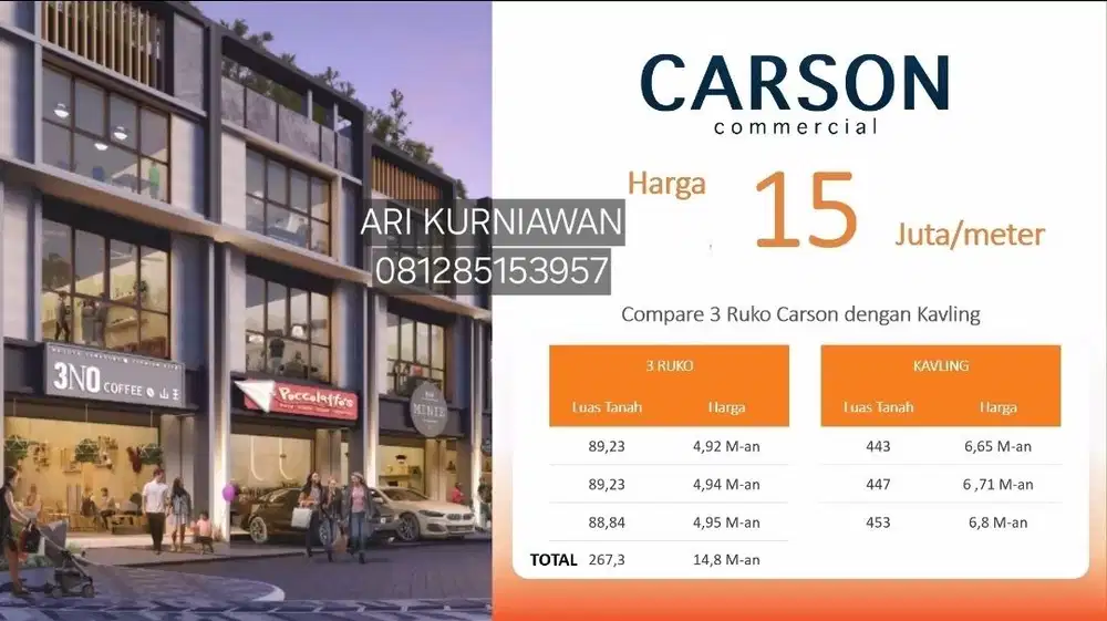 KAVLING KOMERSIAL TERMURAH CARSON DI GADING SERPONG HADAP JALAN RAYA