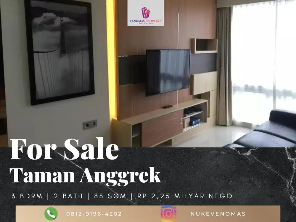 Dijual Apartement Taman Anggrek 3 Bedroom High Floor Full Furnished