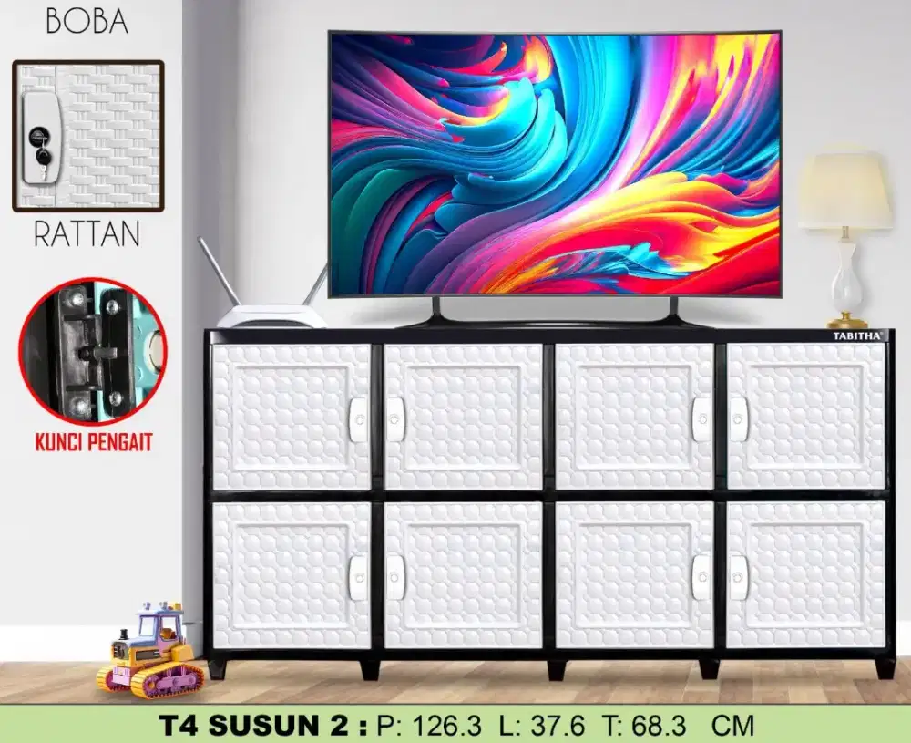 Rak TV t4s2 6 pintu putih