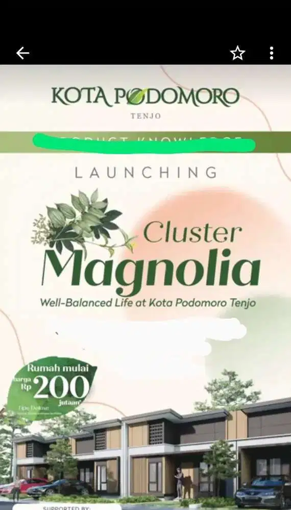 Cluster baru Magnolia Kota Podomoro Tenjo