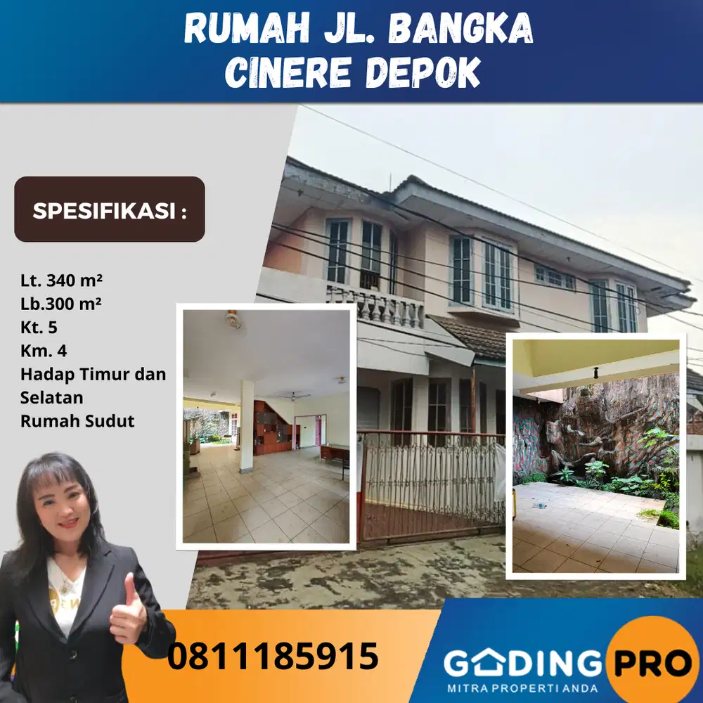 Jual Murah Rumah Hoek Di Jl. Bangka Cinere Depok Jawa Barat