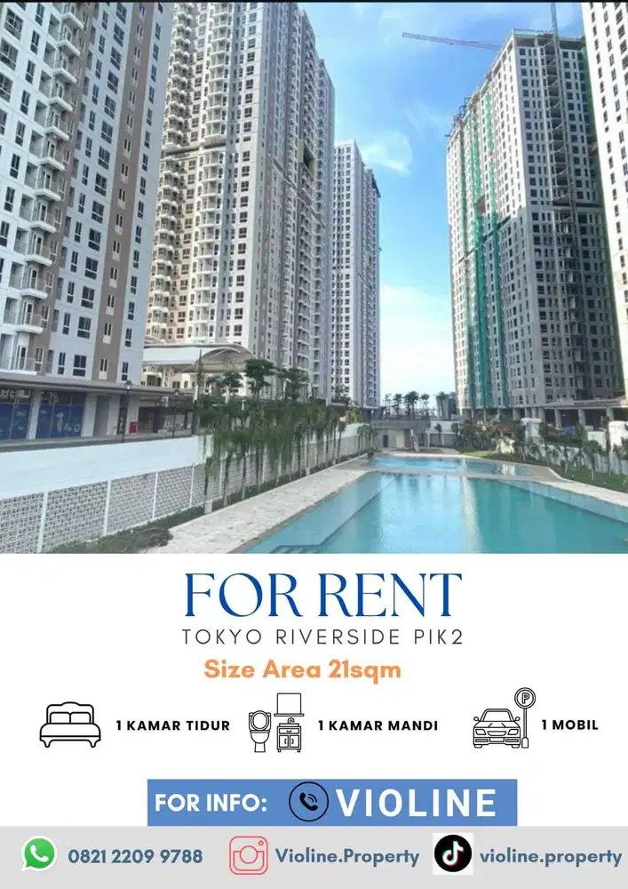 Disewakan Apartemen tokyo riverside PIK2 studio furnish bagus