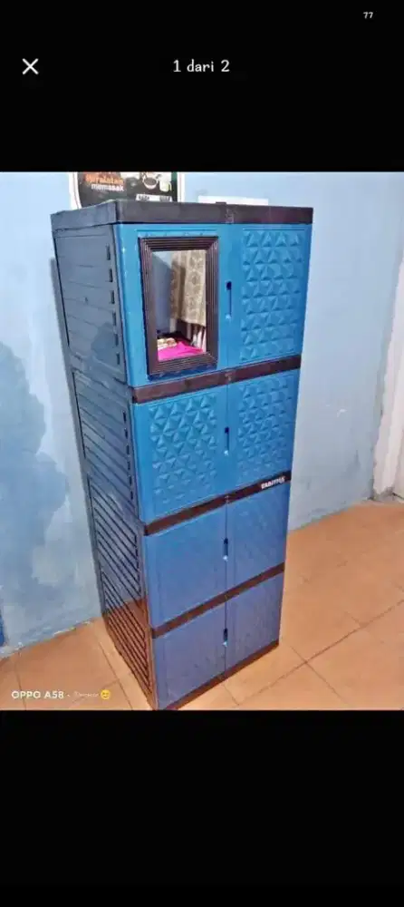 Lemari pkastik 4 susun kaca panjang