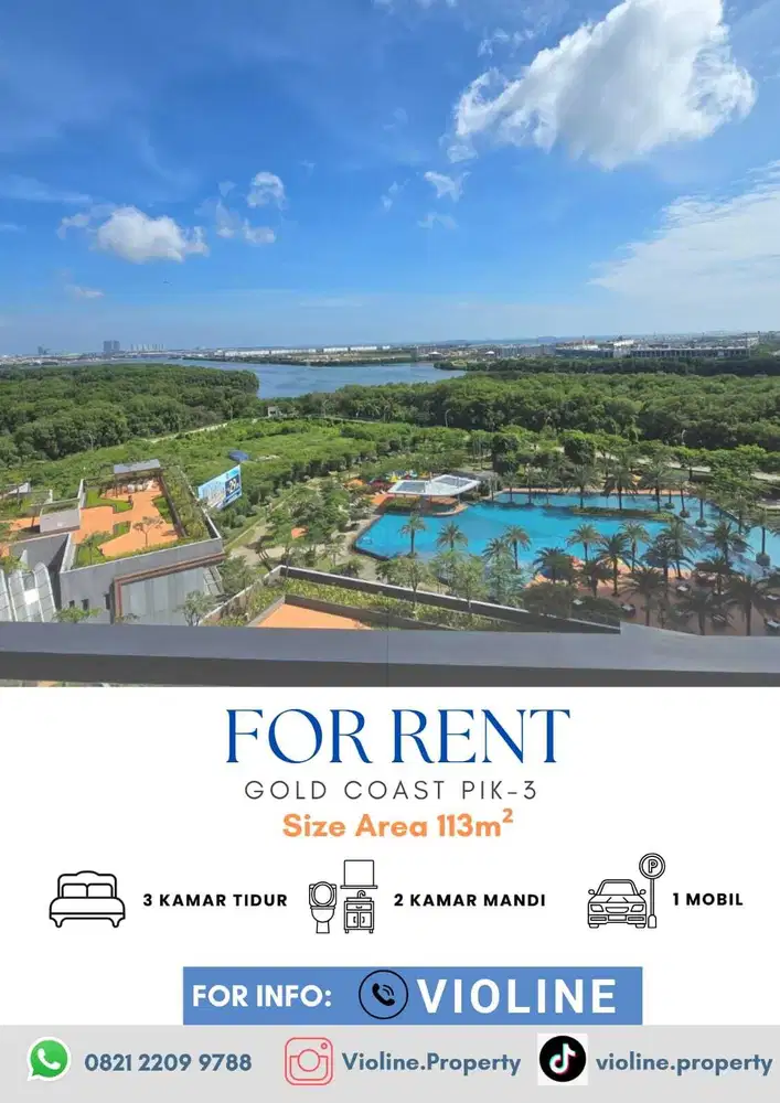 Disewakan Apartement Gold Coast PIK 3bedroom seaview