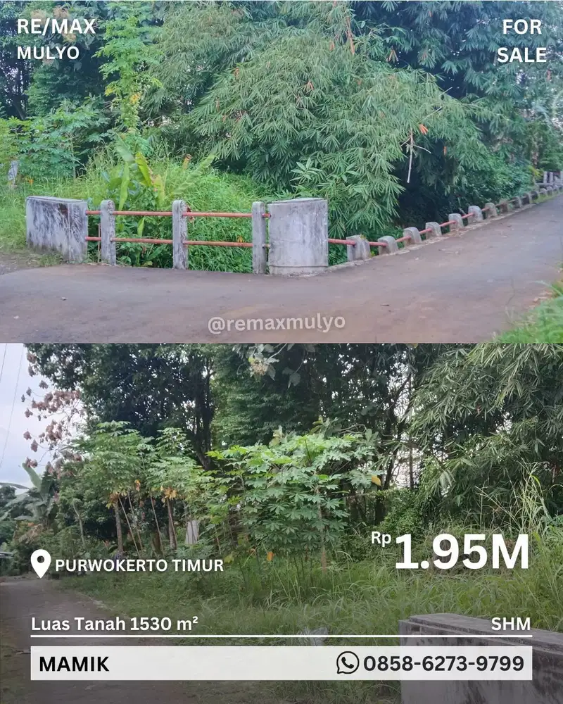 Dijual Tanah Seluas 1530 m2 Di Purwokerto