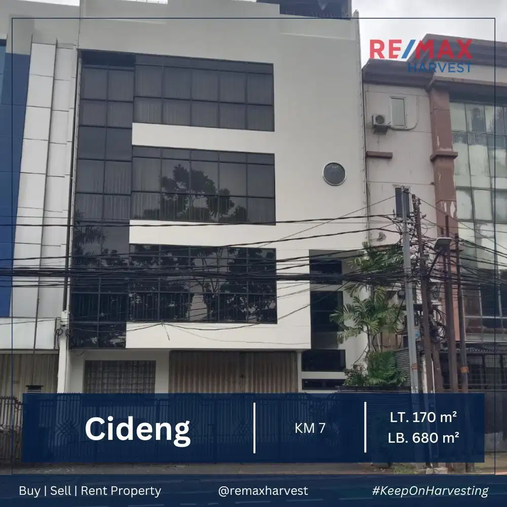 DISEWAKAN RUKO STRATEGIS DI CIDENG, 4 LANTAI, LEBAR 10 METER, ADA LIFT
