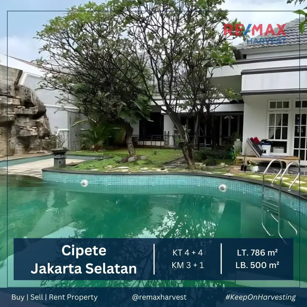 RUMAH BESAR SIAP HUNI, ADA KOLAM RENANG, LOKASI STRATEGIS DI CIPETE