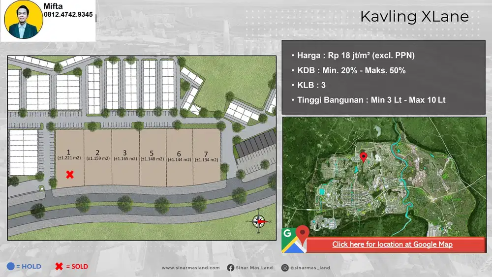 P67. Dijual Tanah Kavling Komersial Premium Xlane BSD – Hadap Jalan