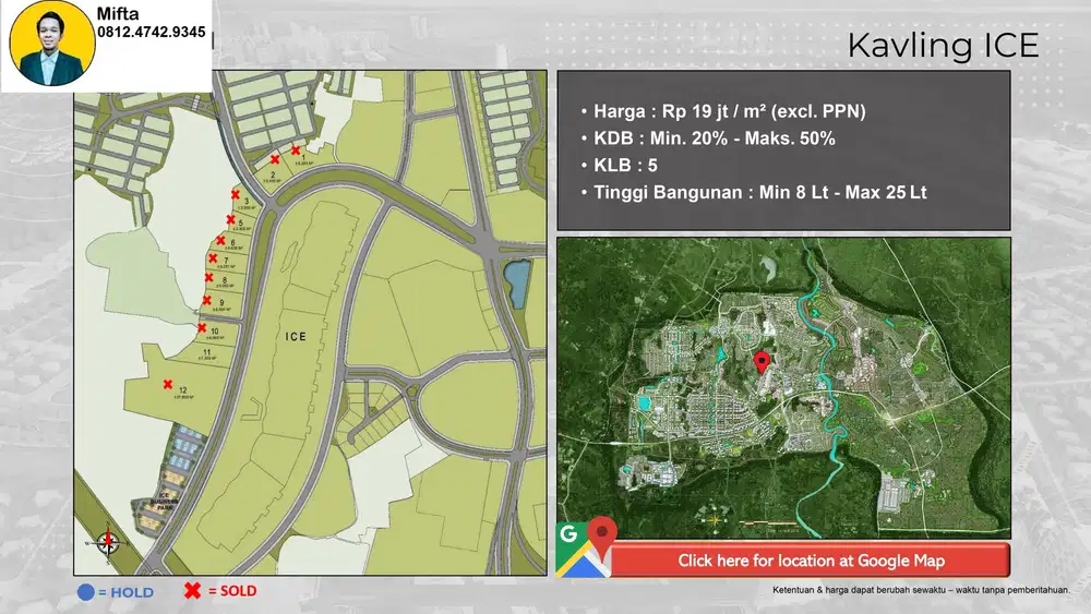P66. Dijual Tanah Tinggal 1 Kavling Strategis di ICE BSD City – Luas