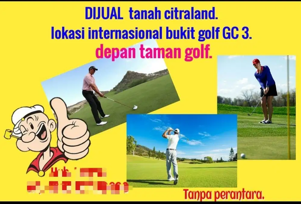 DiJual Kavling International Bukit Golf GC,Depan Taman Golf-Citraland.