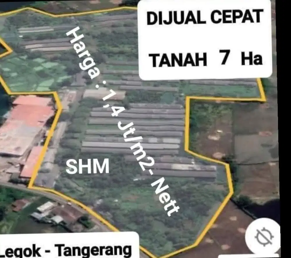 Dijual Cepat – Lahan 7 Hektar Strategis di Legok, Tangerang