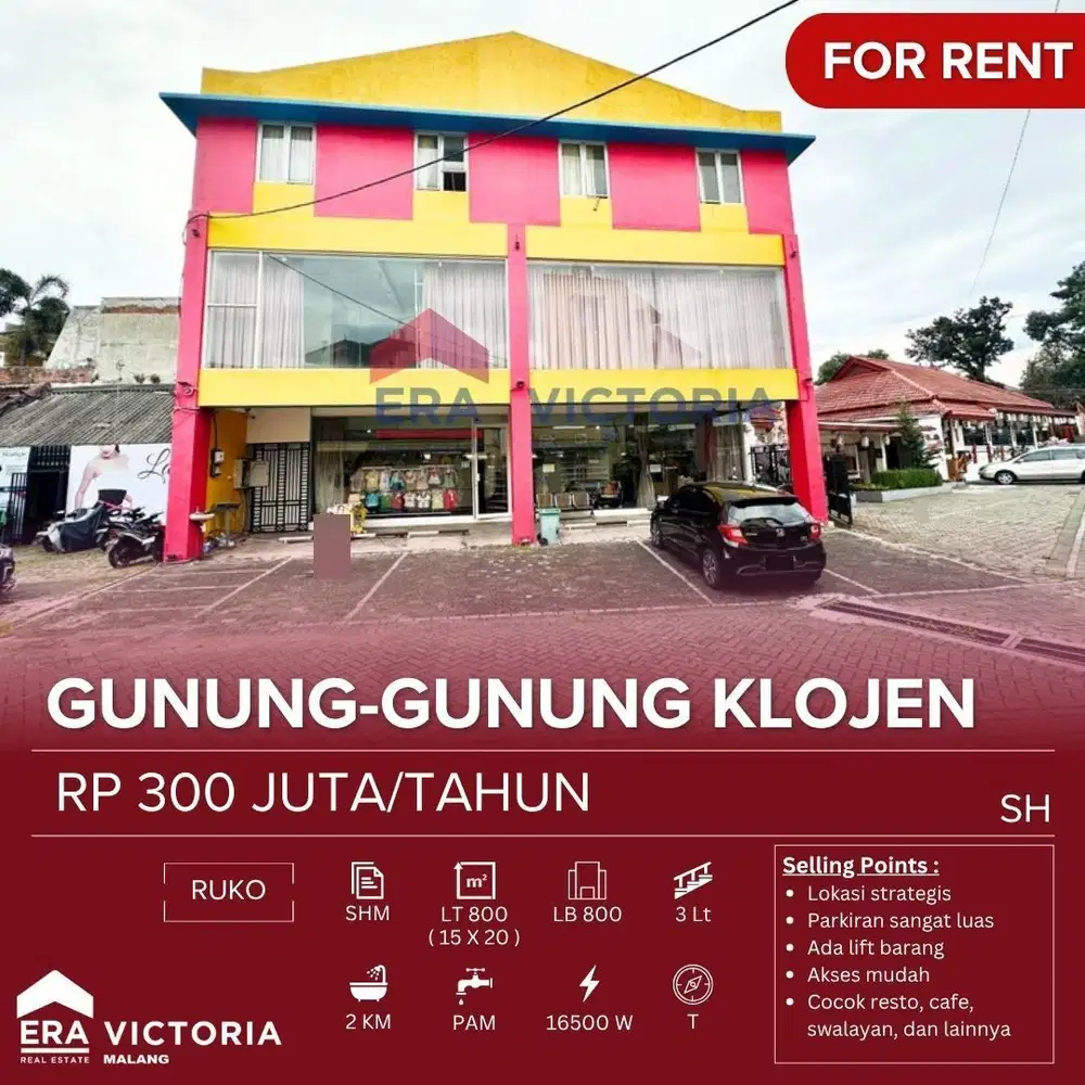 Ruang Usaha Sewa Area Klojen Lokasi Sangat Staretgis ada Parkiran