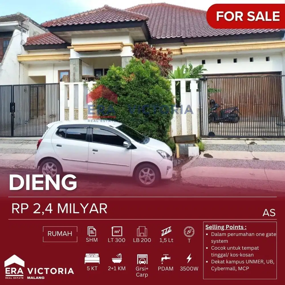 Rumah Luas Dalam Perumahan Kawasan Dieng Cocok untuk Tempat Tinggal