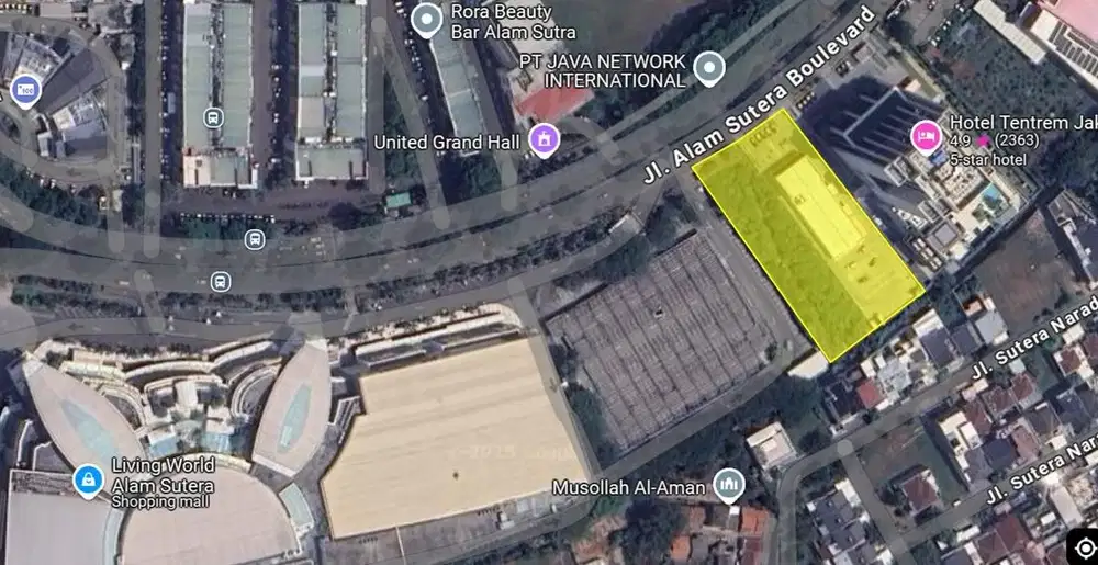 Lahan Kavling Alam Sutera Boulevard sebelah Hotel Tentrem