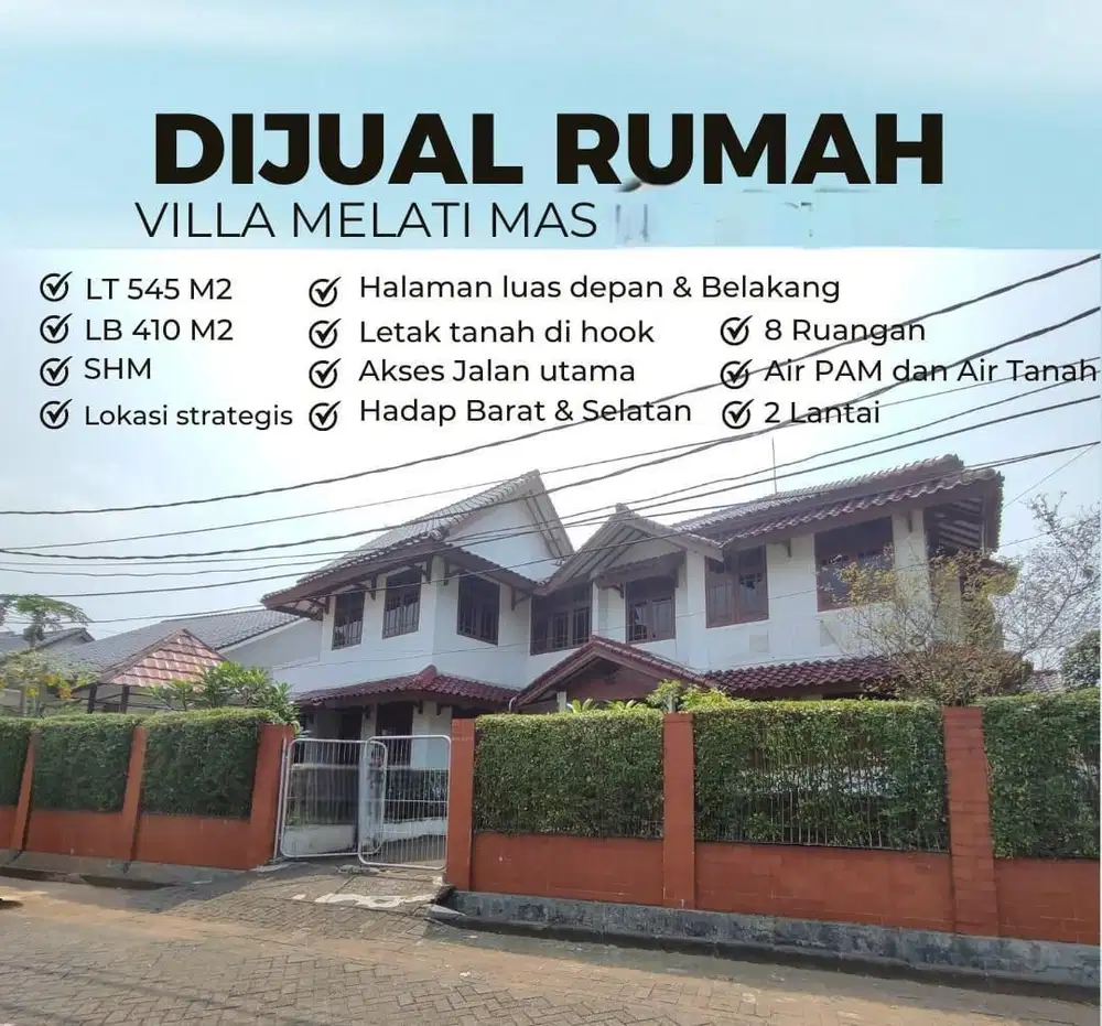 Dijual/disewakan Rumah Boulevard Villa Melati Mas, BSD City, Tang-Sel.