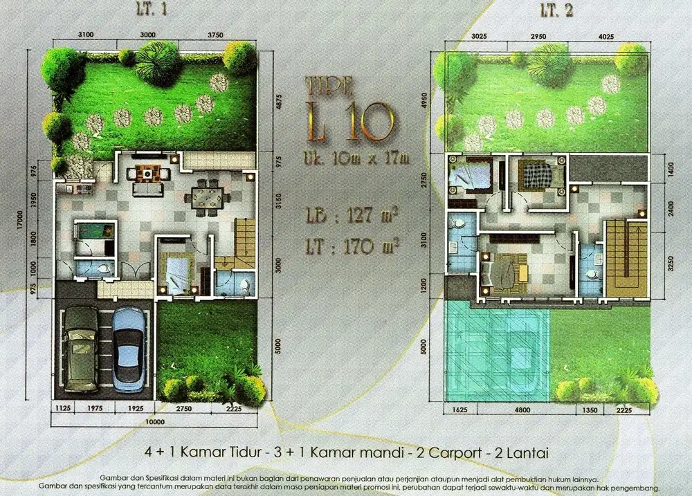 Rumah 2lt 10x17 170m Type 3KT Cluster Thames JGC Jakarta Garden City