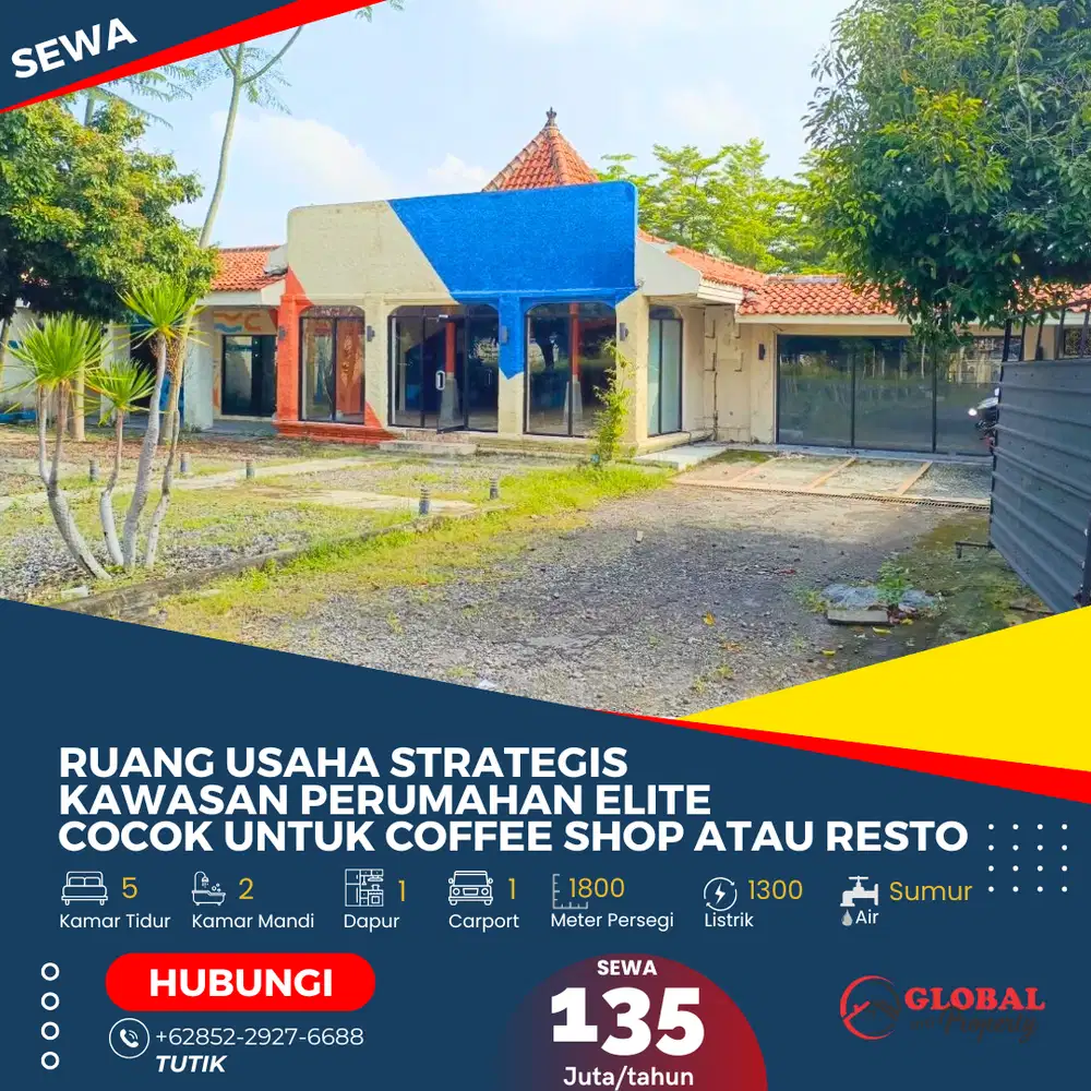 Ruang Usaha Strategis Dekat Perumahan Elite Cocok untuk Coffee Shop