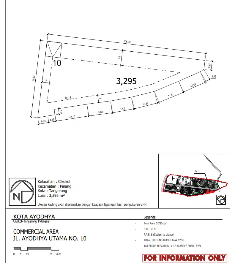 Dijual Kavling komersial Di Ayodhya, Tangerang
