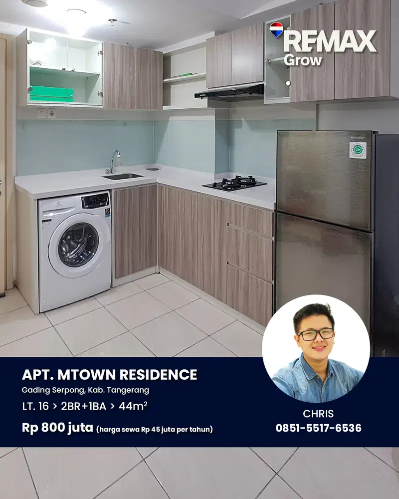 #0002 DIJUAL APARTEMEN 2BR M TOWN RESIDENCE FULL FURNISHED SIAP HUNI