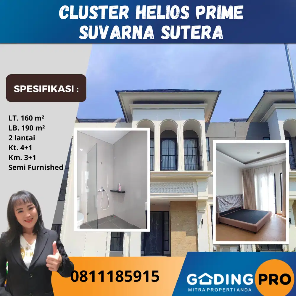 Disewakan Semi Furnished Cluster Helios Prime Suvarna Cikupa Tangerang