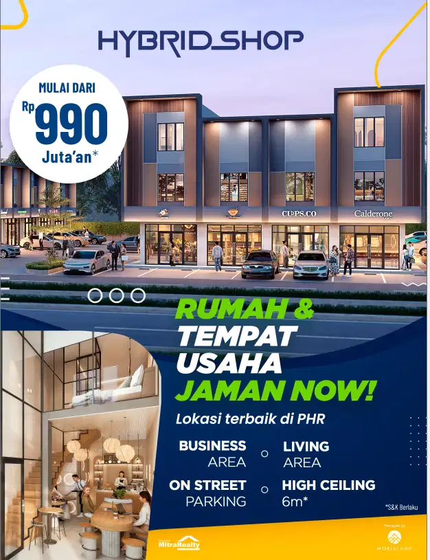 Dijual Ruko Strategis Kawasan Ramai di Hybridshop By PHR Bekasi  Barat