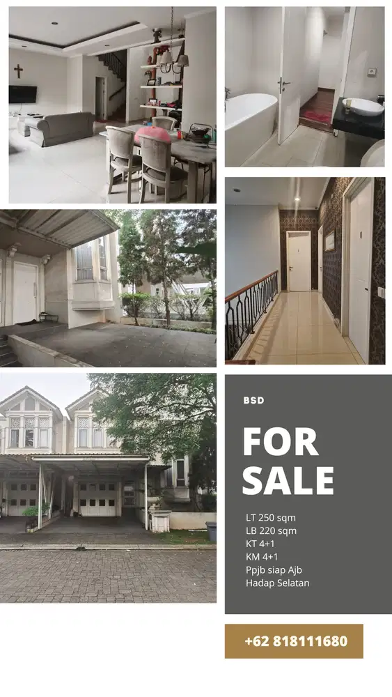 JUAL TERMURAH RUMAH 250 mtr DI CLUSTER WHITSAND GREENWICH BSD