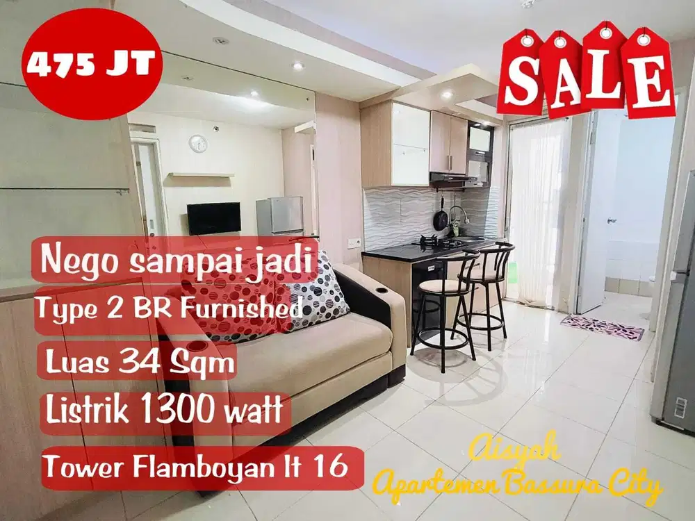 Jual BU! 2 Kamar Furnished siap huni Apartemen Bassura City Jakarta T