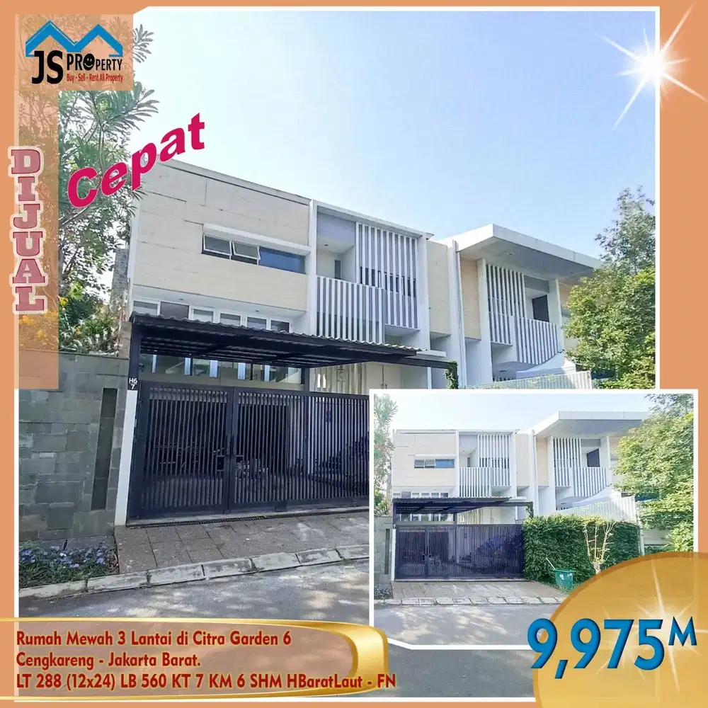 DIJUAL RUMAH MEWAH MURAH 3 LANTAI CITRA GARDEN CITY 6 JAKARTA BARAT