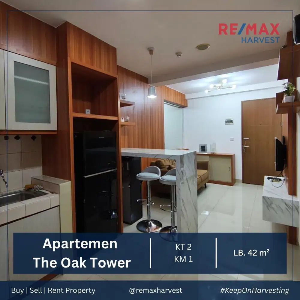 DIJUAL APARTEMEN THE OAK TOWER 2BR FULL FURNISHED LOKASI STRATEGIS