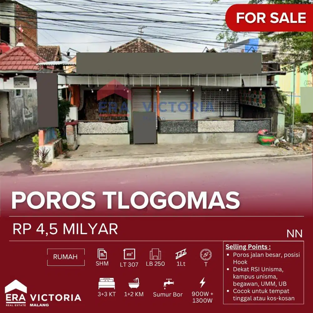 Rumah Bangunan Lama di Poros Jalan Besar Dekat Dengan Tempat Wisata