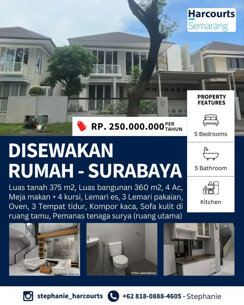 Sewa Rumah di  Permuahan Royal Residence di Surabaya Min 2 tahun