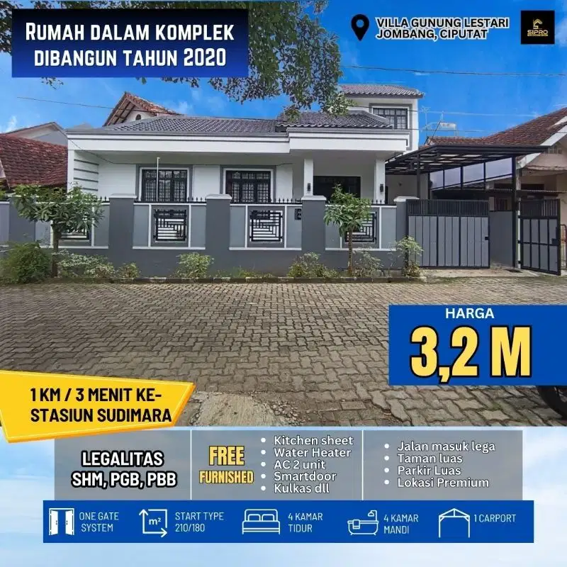 Rumah Nyaman dlm Perumahan Besar Tanah Lega dekat Bintaro