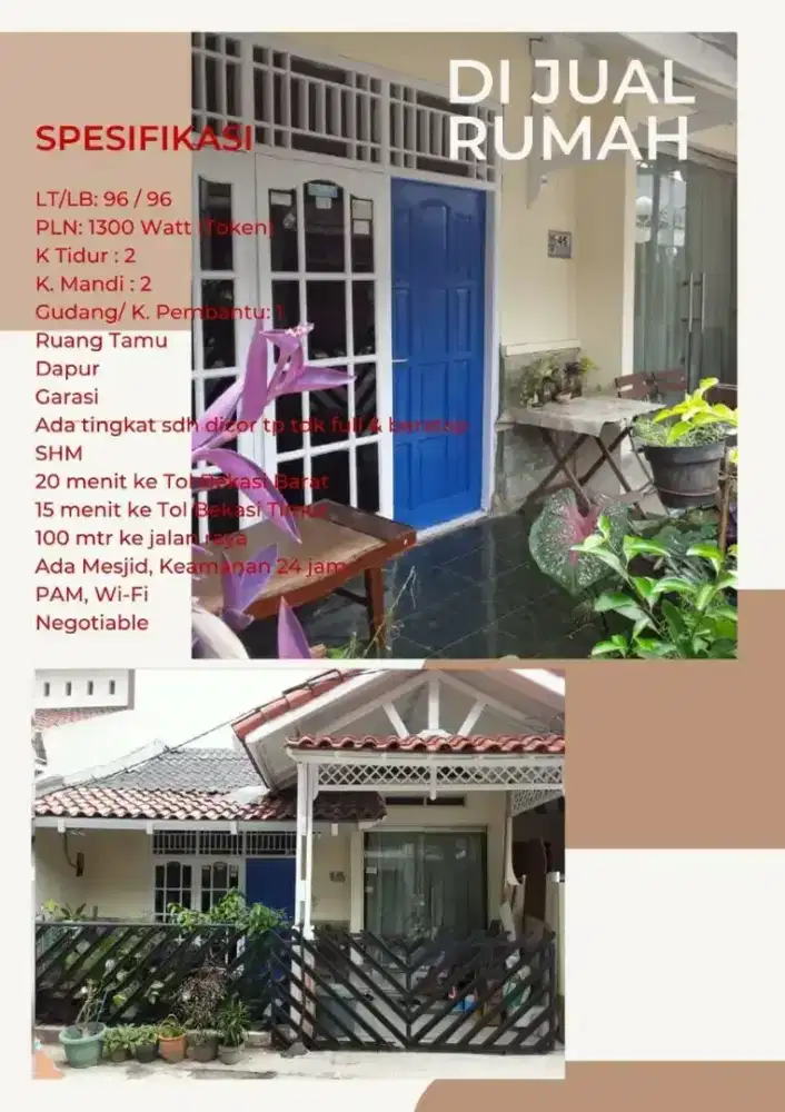 Dijual rumah murah 600 jt an LT96 siap huni di Rawalumbu dkt akses tol