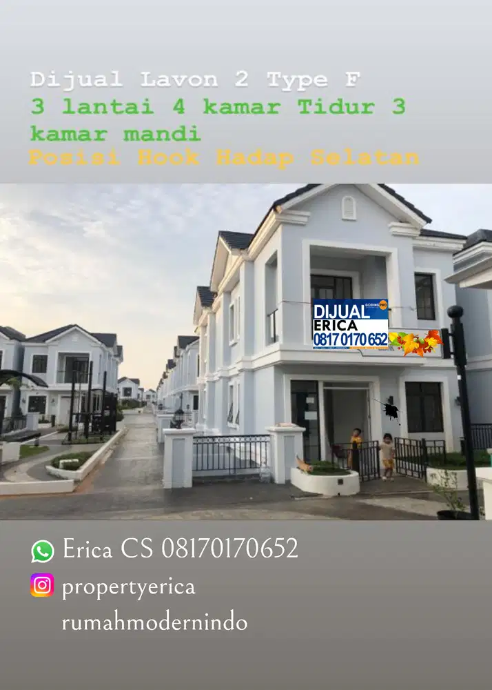 Dijual runah 3 lantai hook double decker type F, Cluster Viridia