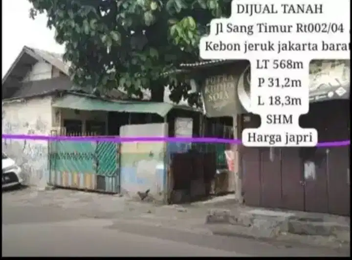 jual Cepat Tanah Strategis Kebun Jeruk Jakbar