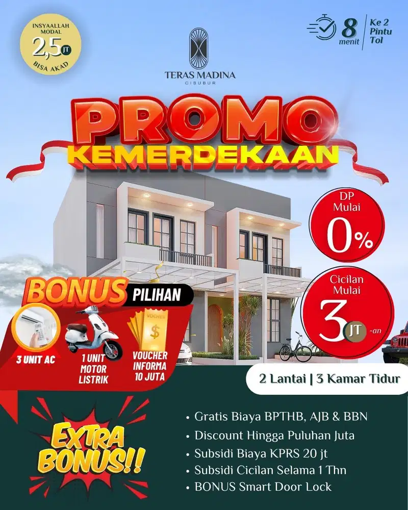 Rumah Dijual di Cibubur PROMO MERDEKA Diskon Jutaan Rupiah