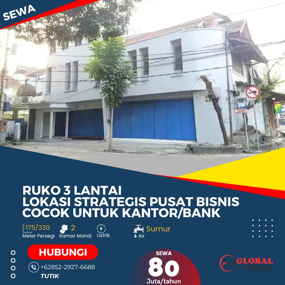 Ruko 3 Lantai Lokasi Strategis di Pusat Bisnis Cocok untuk Kantor
