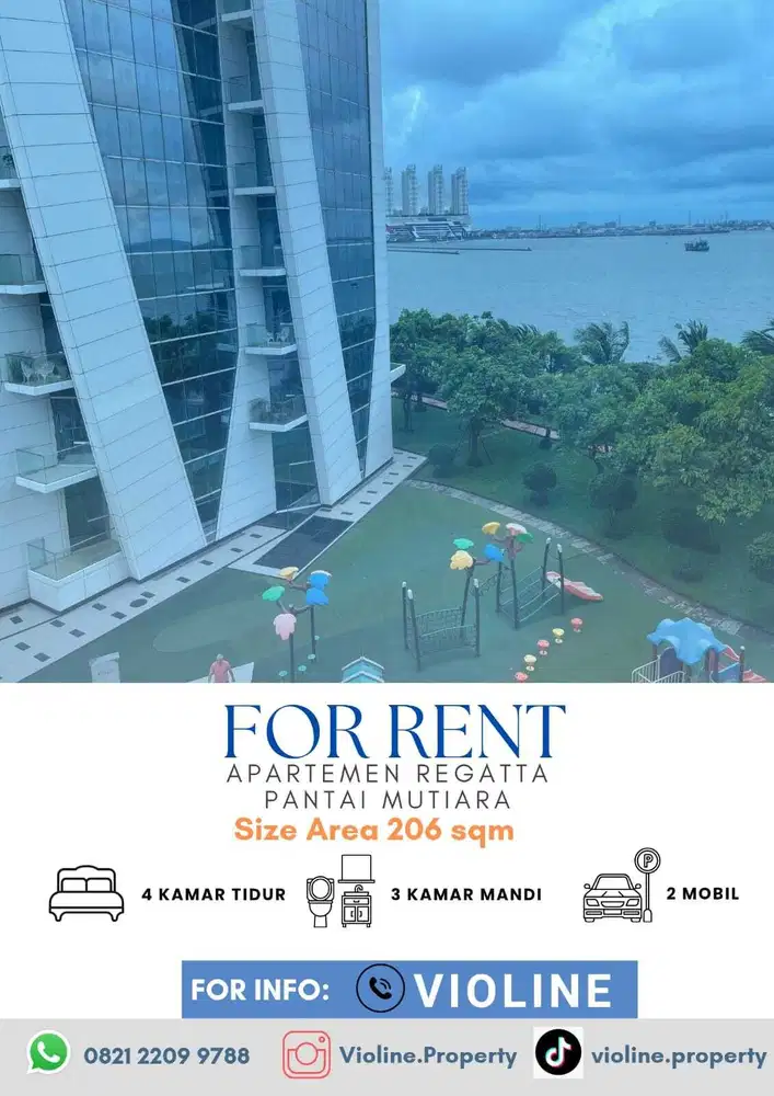 Disewakan Apartemen Regatta Pantai Mutiara 3bedroom furnish bagus