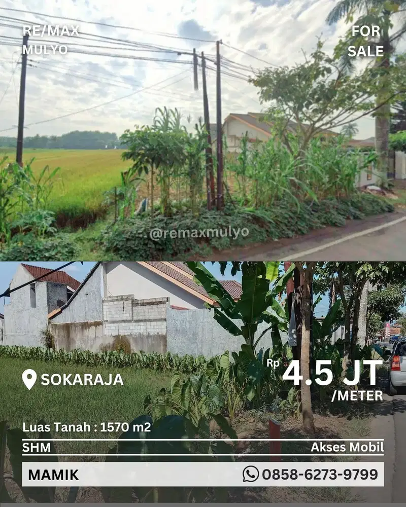Dijual Lahan Luas Strategis Area Sokaraja