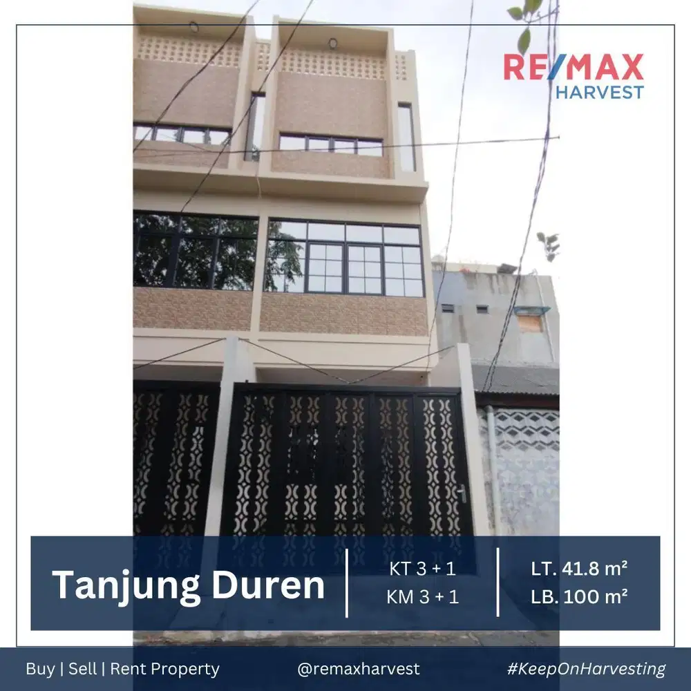 DIJUAL MURAH RUMAH BARU 3.5 LANTAI SIAP HUNI TANJUNG DUREN JKT BARAT