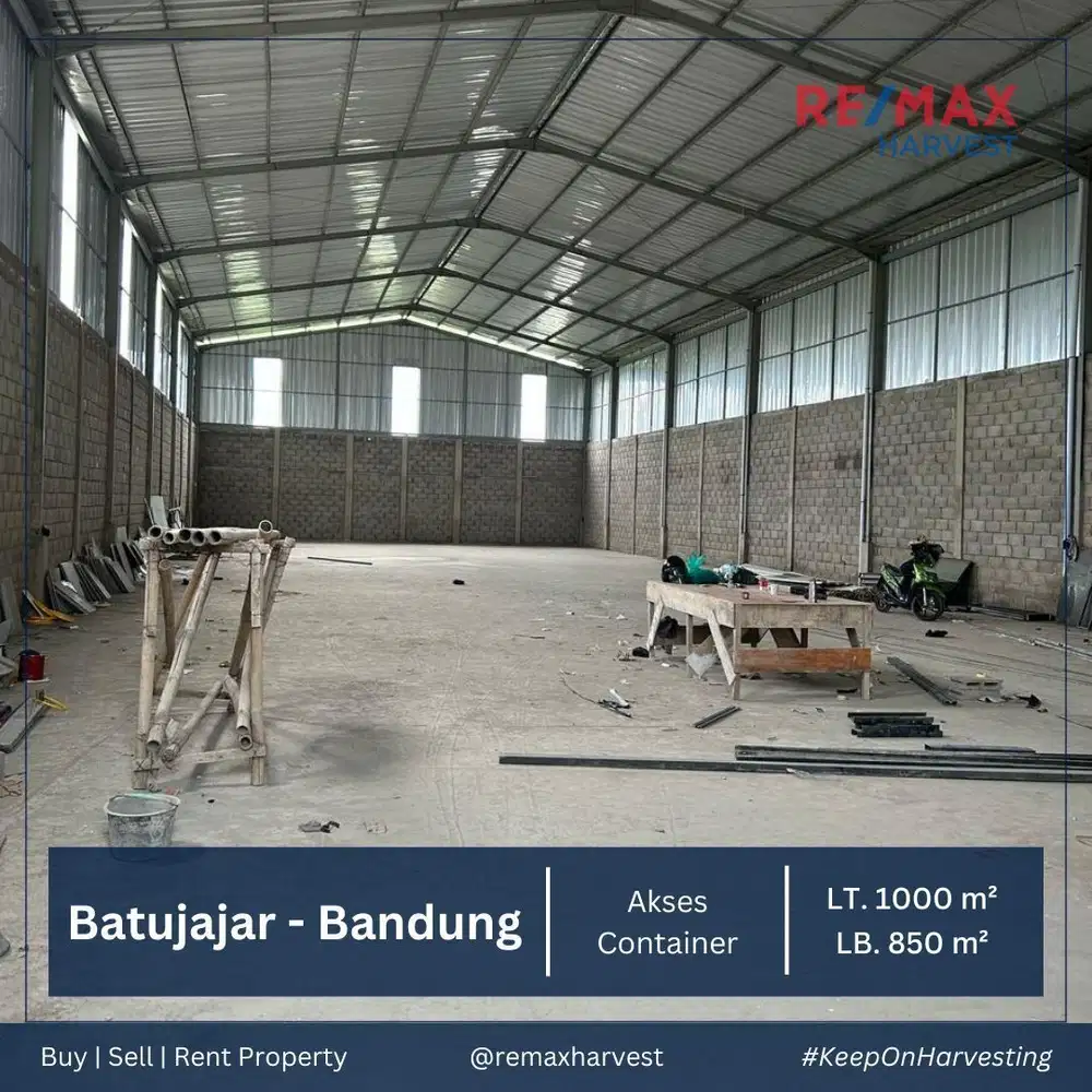 DIJUAL/SEWA, GUDANG DEKAT TOL, MUAT KONTAINER 40 FT, BATUJAJAR BANDUNG