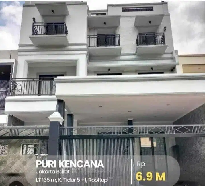 Rumah Tiga Setengah lantai di Puri kencana Jakarta Barat
