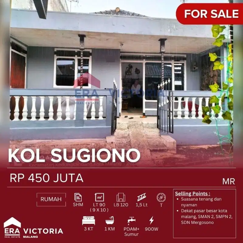 Rumah murah dijual di Klojen Mergosono  Malang