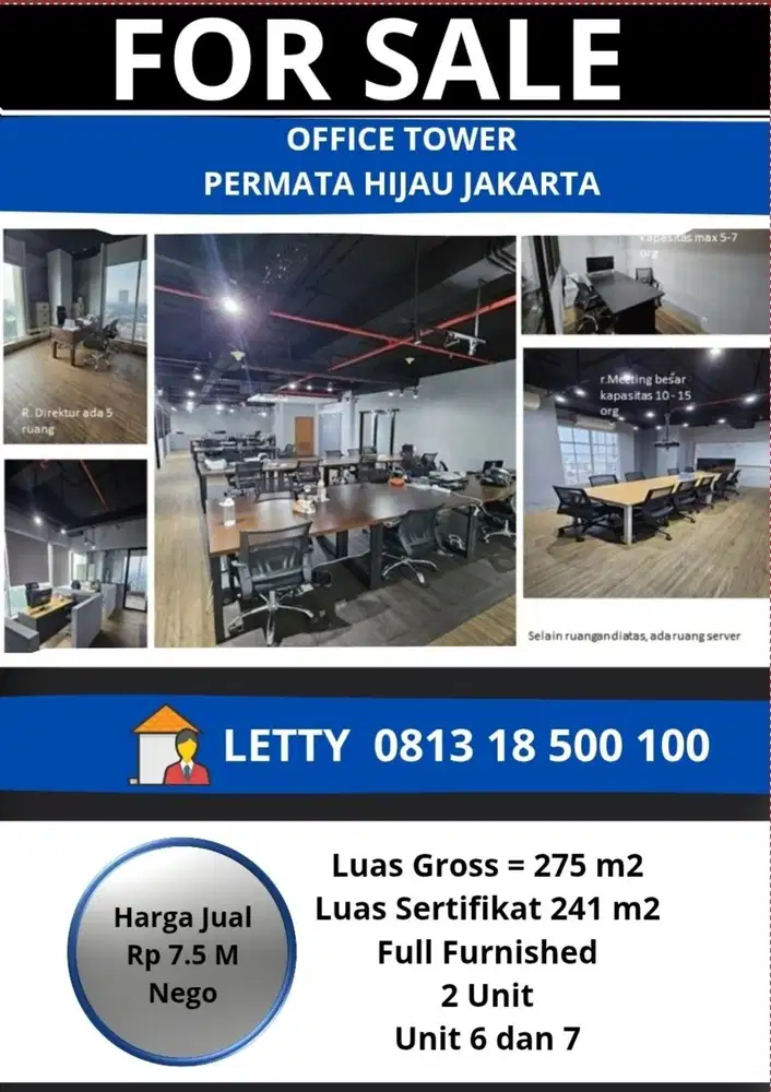 Office Tower Permata Hijau Jakarta Selatan Rp 7.5 M Nego