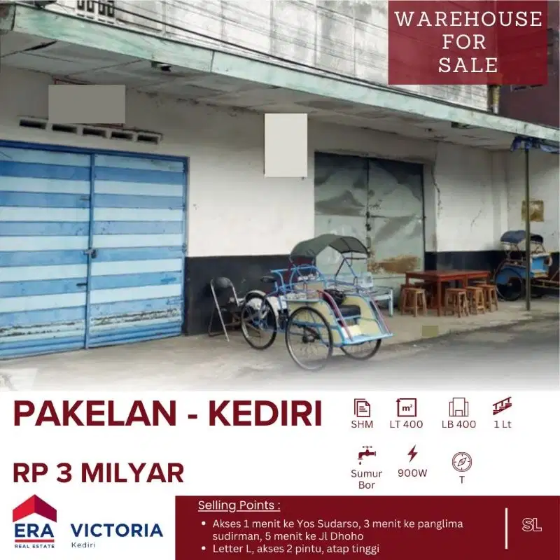 Gudang /Garasi Luas tengah Kota Kediri